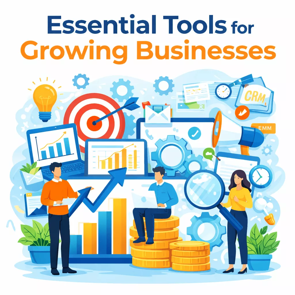 visual graphic of an essential online business software stack